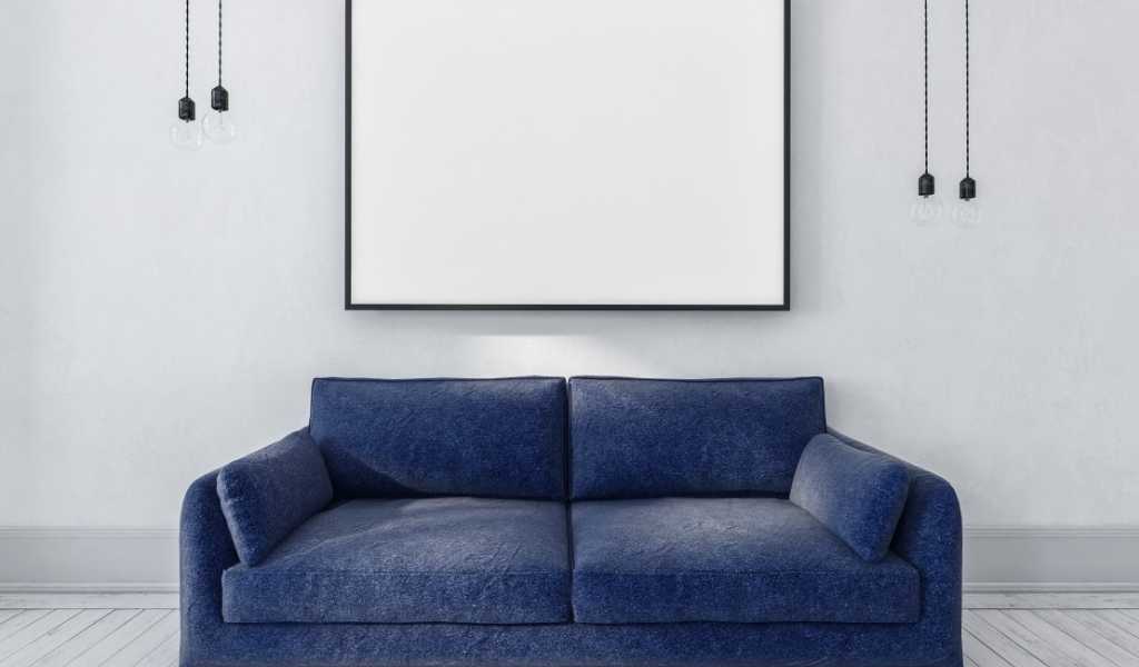 cool whites tones with blue furniture